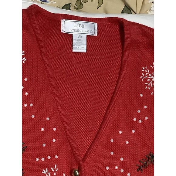 Lisa International Christmas Sweater Womens‎ Embroidered Beaded Tree Size 1X - Picture 2 of 6